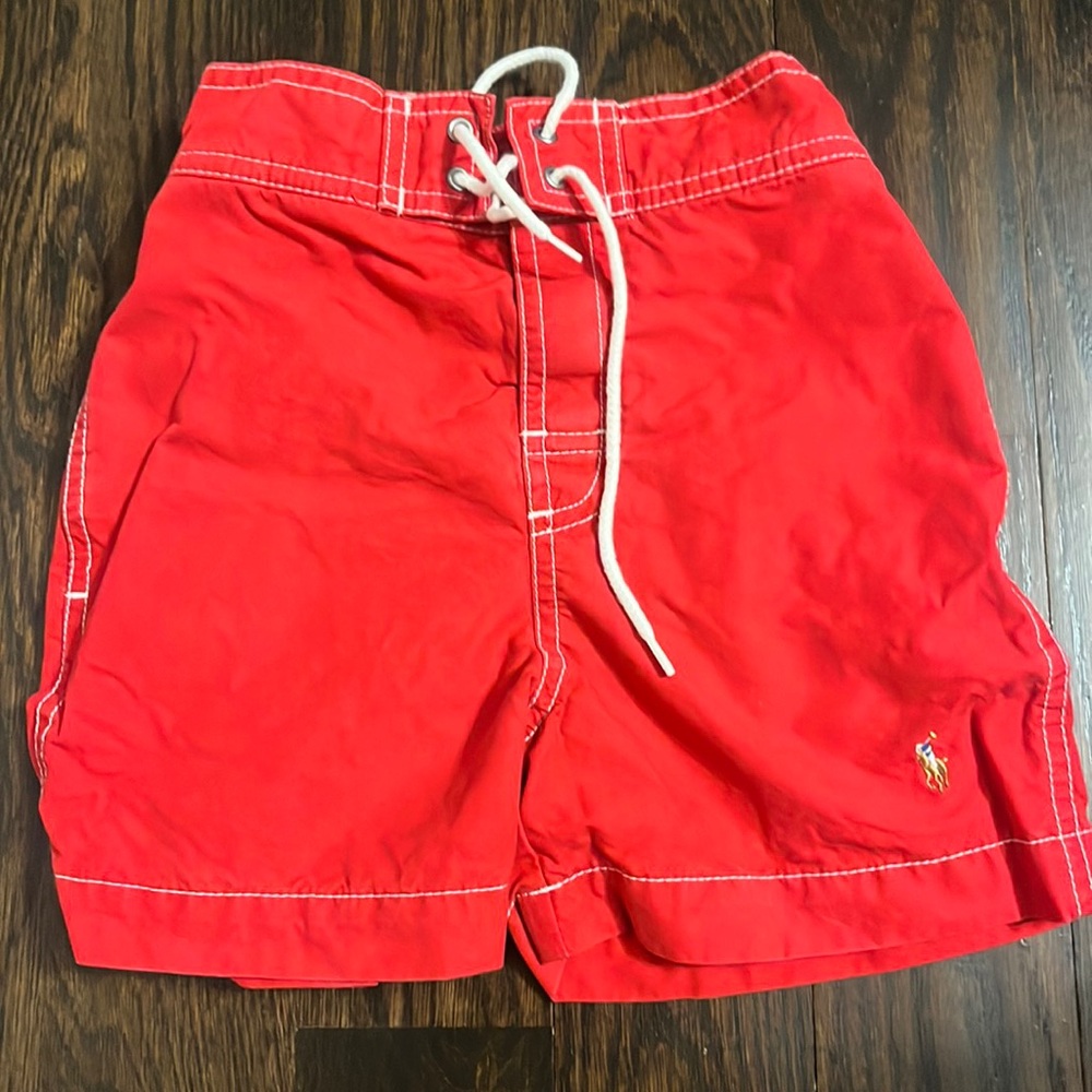 Polo by Ralph Lauren, 3T, red w white stitched, bathing suit pristine condition